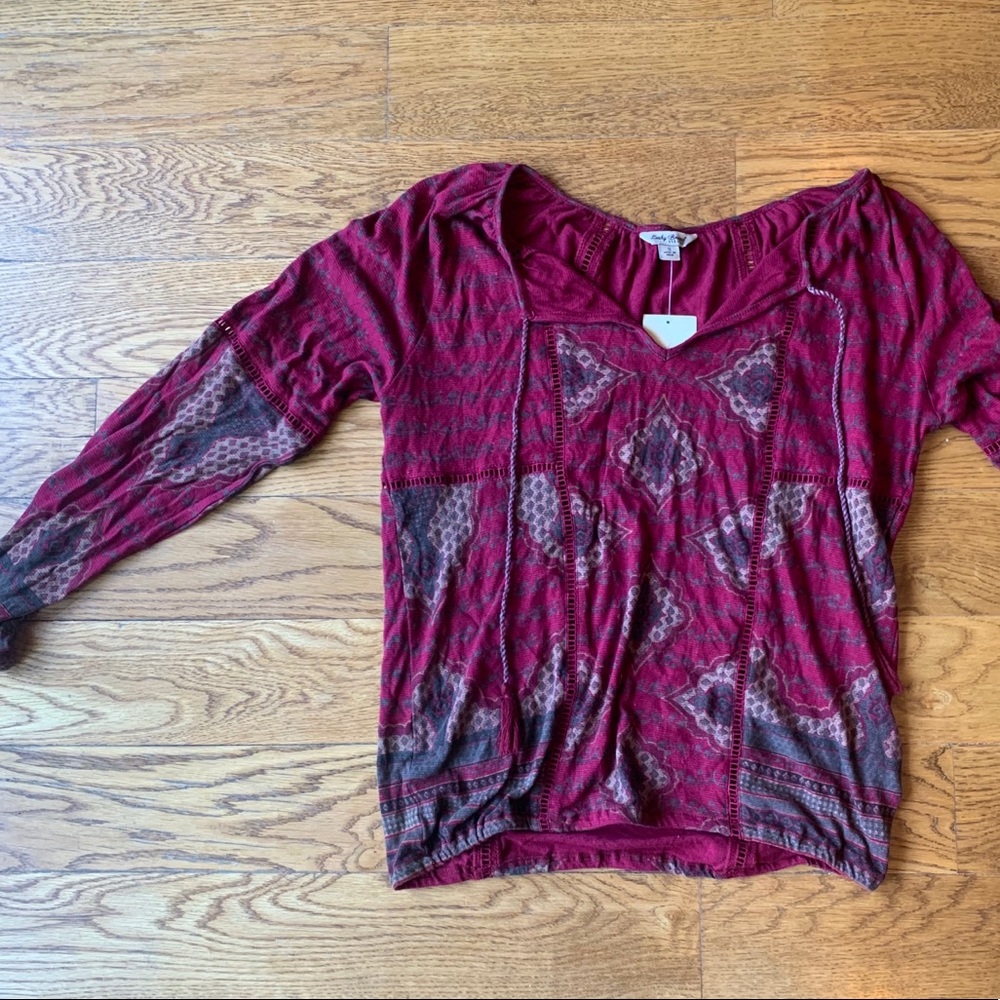 Lucky Brand Pink Patterned Top Cool Rustic